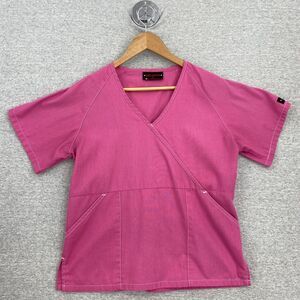 Melrose Scrub Top Womens Small Pink Healthcare Vet Uniform Short Sleeves Pockets